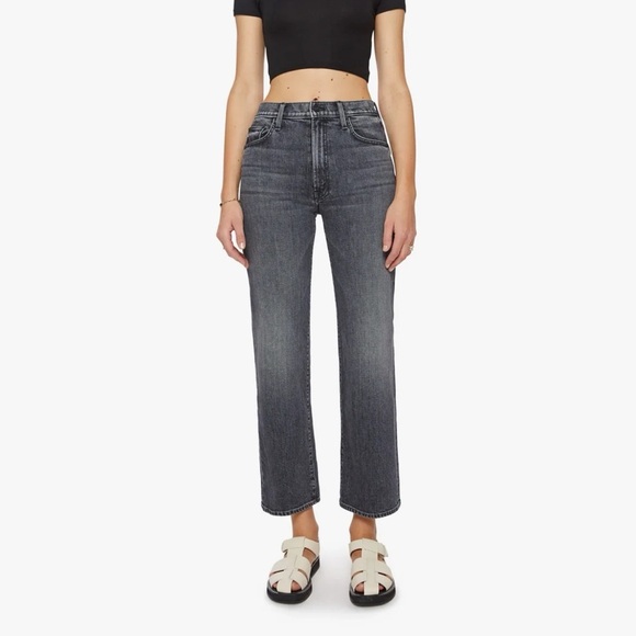 New MOTHER Superior The Rambler Zip Flood Jeans Outta Sight Wash Black Grey 29